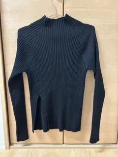 【mystic】リブ編みハイネックセーター ブラック