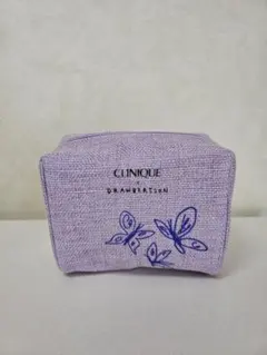 CLINIQUE ポーチ(紫、蝶デザイン)