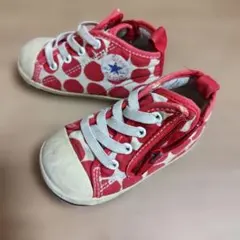 赤と白の水玉模様 ジッパー付きコンバーススニーカー