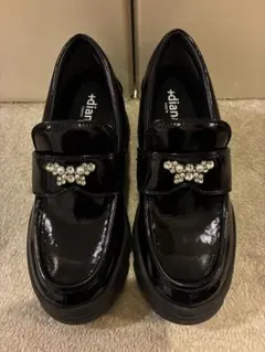 美品+diana 厚底 スニーカーソールローファー 黒 23.5 バタフライ