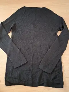 Eulaka ブラック シルクリブ編みセーター L-LL