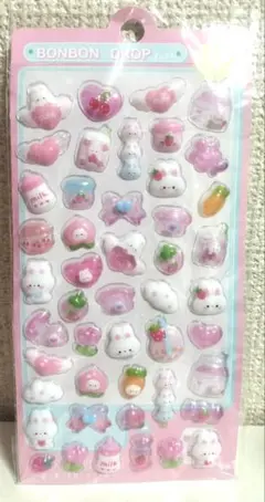 ボンボンドロップシール ゆめかわ うさぎ ピンク