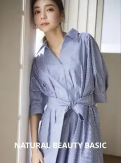 ナチュラルビューティーベーシック ドルマンスキッパー シャツワンピース