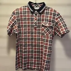 adidas 赤黒チェック ポロシャツ Lサイズ