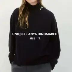 カシミヤ100 ユニクロ アニヤハインドマーチ ハイネックセーター S ブラック
