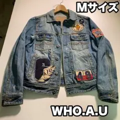 WHO.A.U デニムジャケット ワッペン付き ビンテージデザイン ジージャン