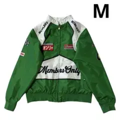 Members Only ナイロン レーシングジャケット M 緑 白 カタカナ