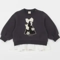 最終お値下げ　プティマイン　ネイビー　リボン ウサギ刺繍 トレーナー130 新品