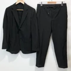 無印良品 リネン洗いざらしジャケット パンツ セットアップ 紳士L 黒 