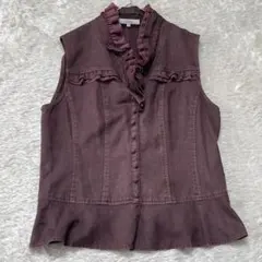 ウナパルテ ウール100% フリルベスト ベスト ジレ ワールド 羽織り 個性的のサムネイル
