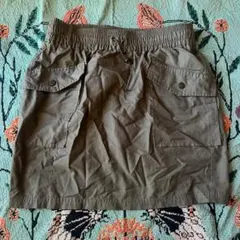 ミリタリー ナイロン ミニスカート カーキ 多ポケット Y2K グランジ