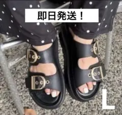 新品タグ付しまむら × p_chiiiii /レディース サンダル Lサイズ 黒のサムネイル