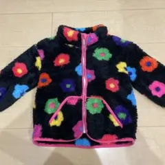 shein baby ボアアウターブラックフラワー2-3Y