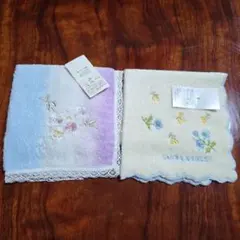 花柄刺繍タオルハンカチ宇野千代　LAURA ASHLEY
