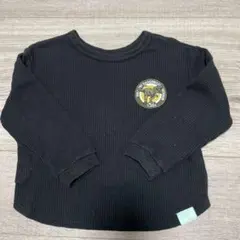 BREEZE⭐︎恐竜刺繍パッチ付き長袖カットソー110センチ(ワッフル生地黒色)