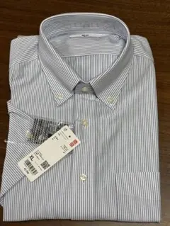 【新品】UNIQLO ドライノンアイロンジャージーシャツ半袖　ブルーストライプ
