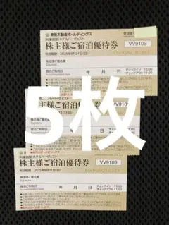 5枚　東急不動産　株主優待　ハーヴェストリゾートホテル　宿泊優待券 ハーベスト