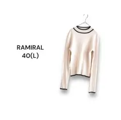 ラミラル RAMIRALリブニット【40】バイカラー ベージュ 黒 ウール混