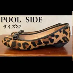 POOL SIDE レオパードバレーシューズ　本革ハラコ　サイズ37 美品✨