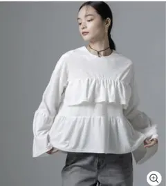 nano universe ベロアフリルカットブラウス