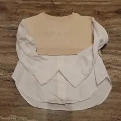 ZARA 140㎝ベージュ 長袖ドッキングシャツ