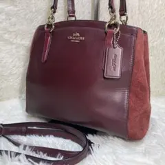 コーチ　ミネッタ　ハンドバッグ　トートバッグ ロゴ金具　レザー　スエード