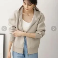 ナノユニバース　テックダンボールジップアップパーカー ライトベージュ