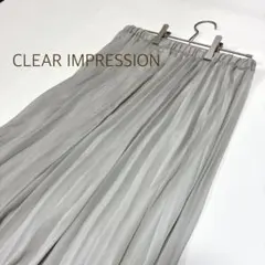 クリアインプレッション グレー シルバー プリーツスカート ウエストゴム Mのサムネイル