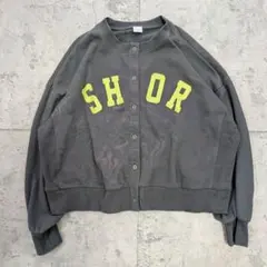 スウェット スタジャン ショート丈 カレッジロゴ グレー アメカジ 古着