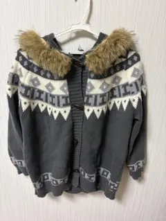 フード付きニット レディースF