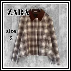 【ZARA/ザラ】 チェック柄 ケープジャケット S