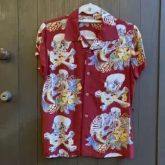 ヴィンテージ 半袖シャツ アロハシャツ シースルー 蝶 花柄 開襟