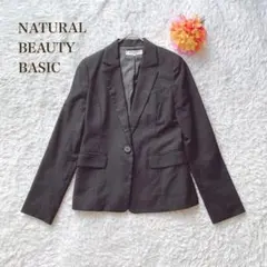 ナチュラルビューティーベーシック 【M】テーラードジャケット ブラック　シンプル