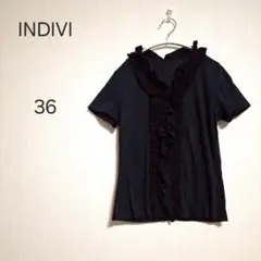 INDIVI 半袖シャツ 36 黒 フリル