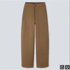 訳あり　ユニクロユー　ワイドフィットカーブジャージーパンツ　ブラウン　XS