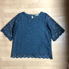 【未使用】プルオーバー　M　ダークグリーン　レース　裏地付き