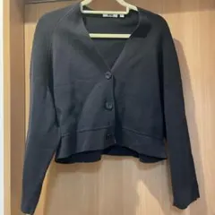 ユニクロ　ミラノリブショートVネックカーディガン S ブラック