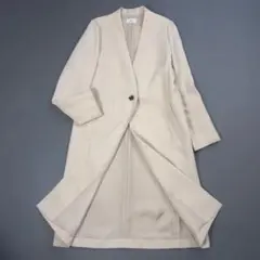 IENA イエナ ノーカラーロングジャケット 40 L相当 ベージュ 日本製