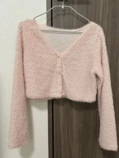 Heather/ラメフェザーショートカーディガン