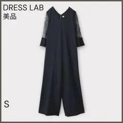 【ドレスラボ】袖レース オールインワン パンツドレス/美品/オケージョン/黒のサムネイル