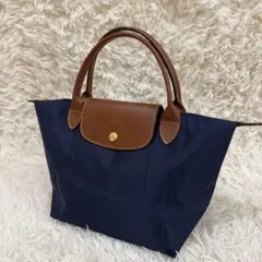 【極美品】ロンシャン ル プリアージュ トップハンドル S ネイビー