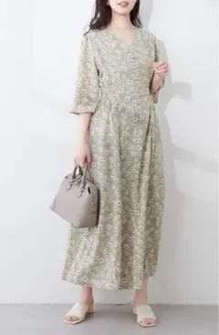 レトロ小花ワンピース　ナチュラルクチュール　Lサイズ