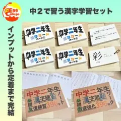 中学二年生で習う漢字学習セット　カード　ノート　ワーク　中学生　中学校　参考書のサムネイル
