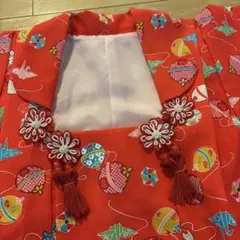 昭和レトロ女の子着物　アンティーク被布着　袖付き羽織り　被布飾り　七五三ひな祭り