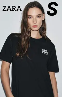 ZARA コントラストテキストTシャツ