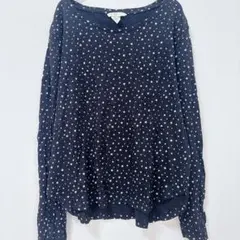 H&M 星柄 長袖 カットソー 【S】 黒 ベージュ カジュアル 普段着 重ね着