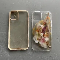 アートデザイン iPhoneケース 透明 ゴールド iPhone12mini