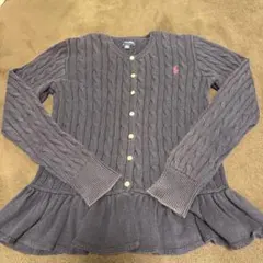 Ralph Lauren 紺色ケーブルニットカーディガン 160/84