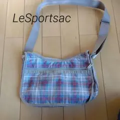 チェック柄ナイロンショルダーバッグ　ベージュ系