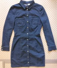 今年はデニムワンピース！　HM　ブルーデニムワンピース　ライン綺麗　新品未使用